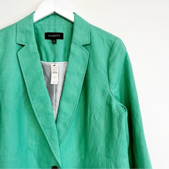 NWT Talbot's Classic Linen Blazer Green Size 12 - Picture 3 of 9